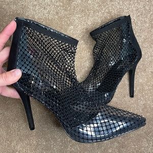 Charles David Rhinestone Mesh Vinyl High Heels